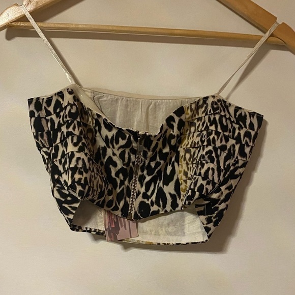 Urban Outfitters Silence + Noise Cropped Cheetah Bustier/Corset Top - Picture 2 of 7